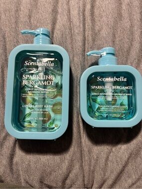 ScentAbella Sparkling Bergamot Body Wash & Hand Soap in Aqua Blue